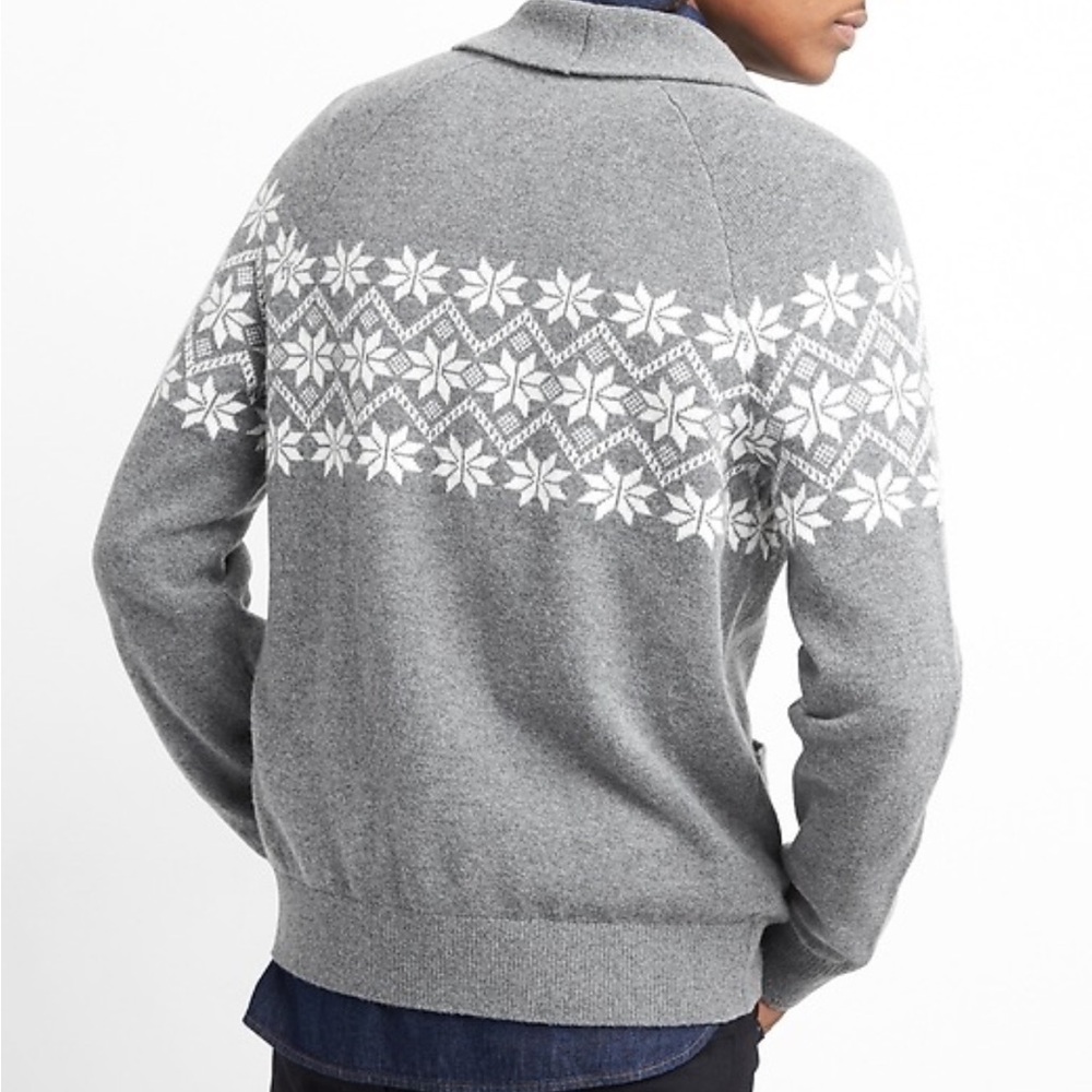 😎GAP Nordic Fair Isle Wool Shawl Collar Cardigan - Size XL - Picture 4 of 8